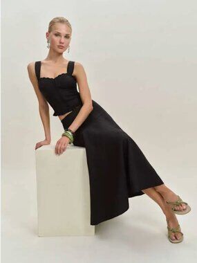 Reformation Anatolia Linen Two Piece Set Black - Size 2